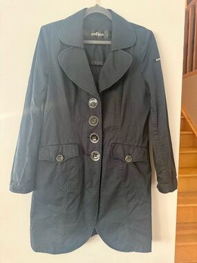 Airfield Women's Navy SteampunkLite Single-Breasted Trench Coat